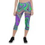 Colorful Groovy Capri Leggings for Women