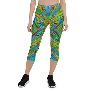 Capri Leggings, Trippy Chartreuse and Blue Abstract Butterfly – My Rubio  Garden