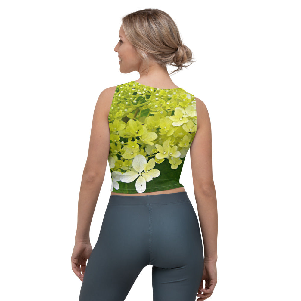 Cropped Tank Top, Elegant Chartreuse Green Limelight Hydrangea