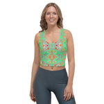 Cropped Tank Top, Trippy Retro Orange and Lime Green Abstract Pattern
