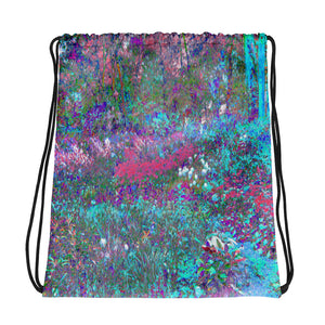 Drawstring Bags, My Rubio Garden Landscape in Blue and Berry