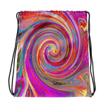 Drawstring Bags, Colorful Rainbow Swirl Retro Abstract Design