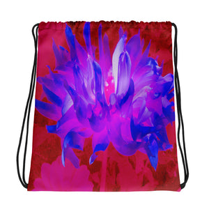 Drawstring Bags, Stunning Violet Blue and Hot Pink Cactus Dahlia