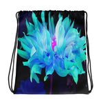 Drawstring Bags, Stunning Aqua Blue and Green Cactus Dahlia