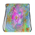 Drawstring Bags, Psychedelic Hot Pink and Ultra-Violet Hibiscus