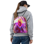 Drawstring Bags, Psychedelic Trippy Rainbow Colors Hibiscus Flower
