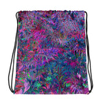 Drawstring Bags, Abstract Psychedelic Rainbow Colors Foliage Garden