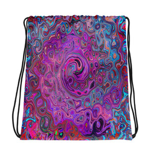 Drawstring Bags, Purple, Blue and Red Abstract Retro Swirl