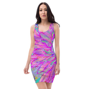 Bodycon Dresses, Cool Pink, Blue and Purple Cactus Dahlia Explosion