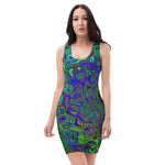Bodycon Dresses, Marbled Blue and Aquamarine Abstract Retro Swirl