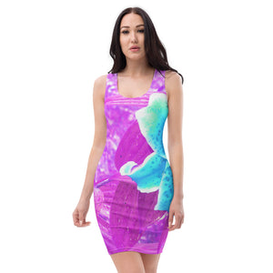Bodycon Dresses, Pretty Aqua Blue Stargazer Lily on Purple
