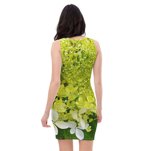 Bodycon Dress, Elegant Chartreuse Green Limelight Hydrangea