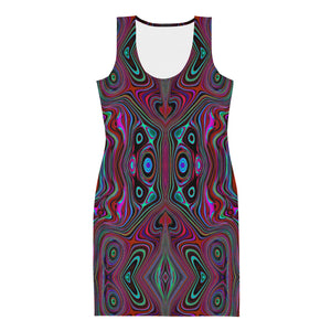 Bodycon Dress, Trippy Seafoam Green and Magenta Abstract Pattern