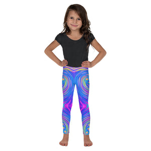 Kid's Leggings, Cool Abstract Pink Blue and Yellow Twirl