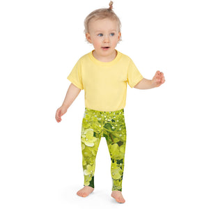 Kid's Leggings for Girls, Elegant Chartreuse Green Limelight Hydrangea