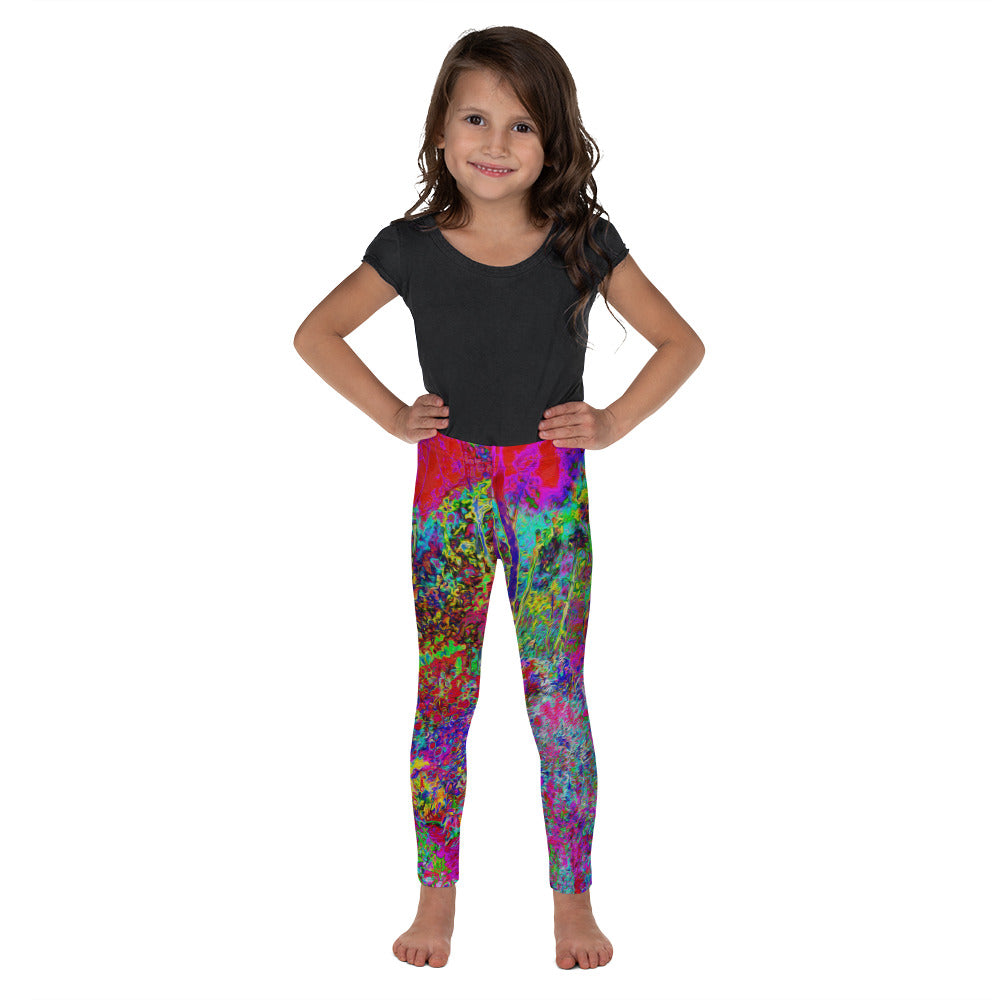 Kid's Leggings for Girls and Boys, Psychedelic Impressionistic Garden Landscape