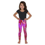 Kid's Leggings for Girls, Colorful Abstract Foliage Garden with Purple Sunset