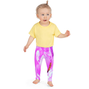 Kid's Leggings for Girls, Stunning Double Pink Peony Flower Detail