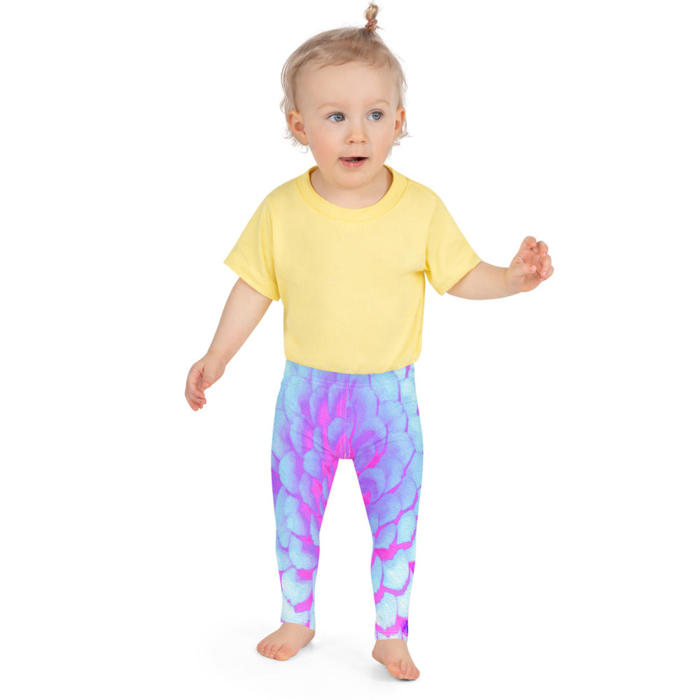 Kid's Leggings for Girls, Pretty Purple and Pink Zinnia in the Summer Garden