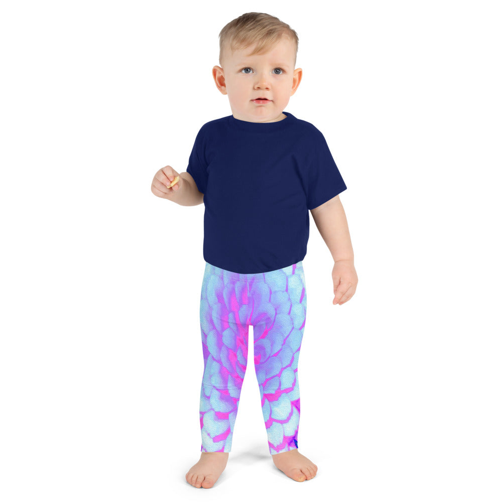 Kid's Leggings for Girls, Pretty Purple and Pink Zinnia in the Summer Garden