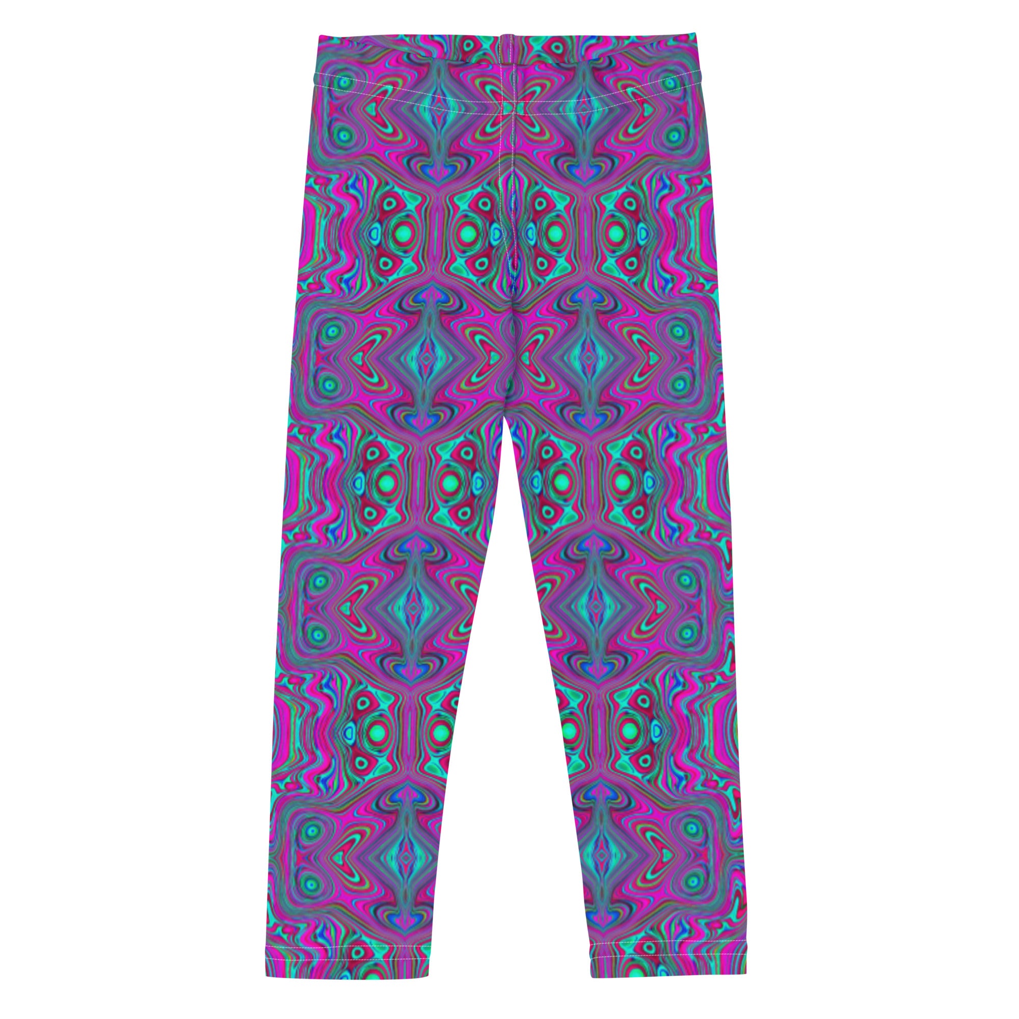 Kid's Leggings, Trippy Retro Magenta, Blue and Green Abstract