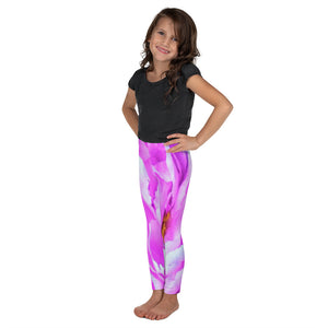 Kid's Leggings for Girls, Stunning Double Pink Peony Flower Detail