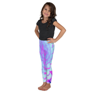 Kid's Leggings for Girls, Pretty Purple and Pink Zinnia in the Summer Garden