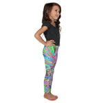 Kid's Leggings for Girls, Festive Colorful Psychedelic Dahlia Flower Petals