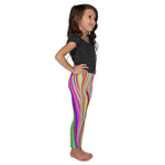 Kid's Leggings for Girls, Trippy Yellow and Pink Abstract Groovy Retro Art