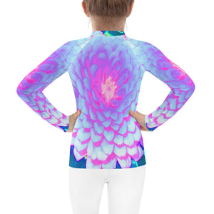 Rash Guard Shirts for Kids, Pretty Purple and Pink Zinnia in the Summer Garden