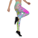 Leggings for Women, Psychedelic Hot Pink and Ultra-Violet Hibiscus