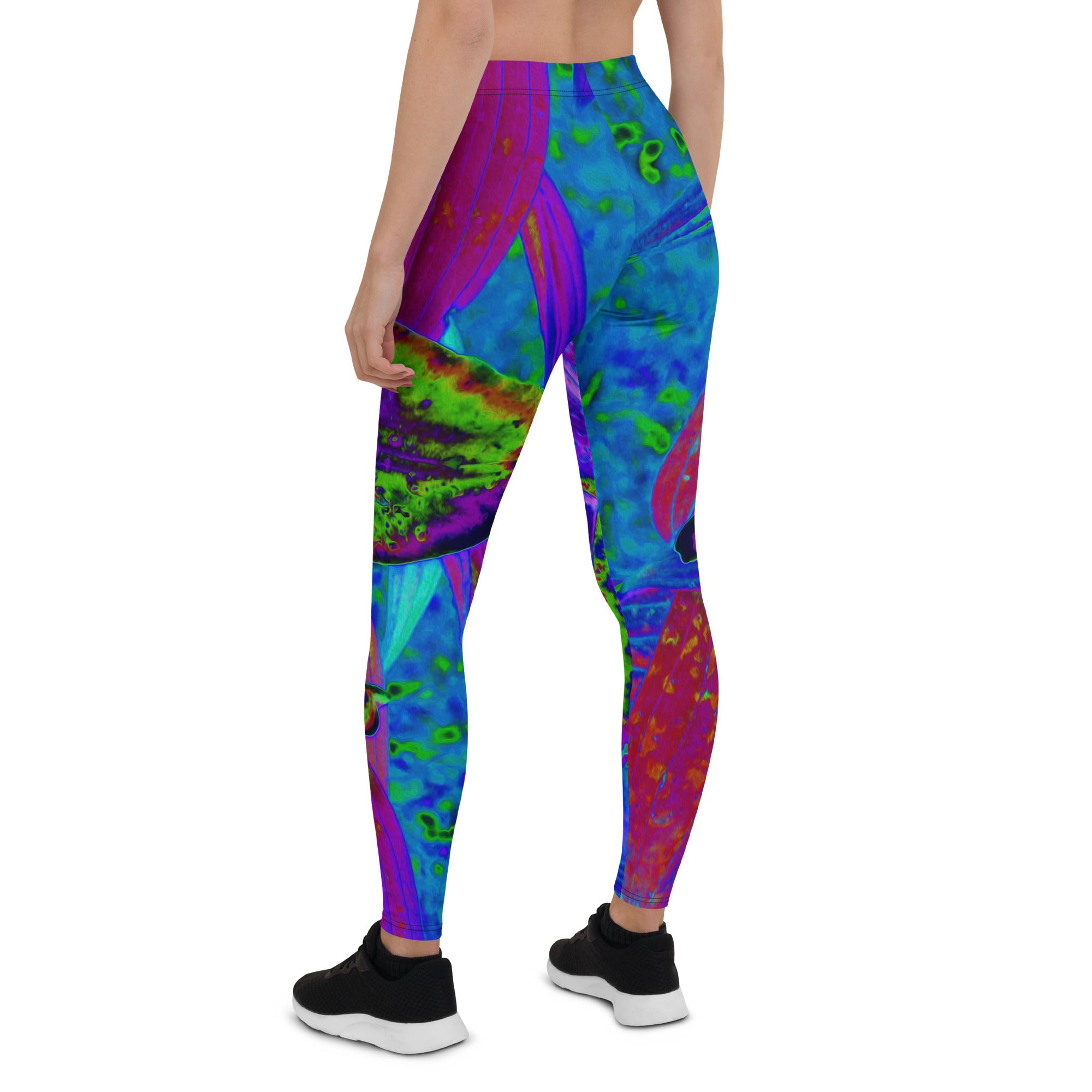 Leggings for Women, Psychedelic Purple and Lime Green Lily Flower