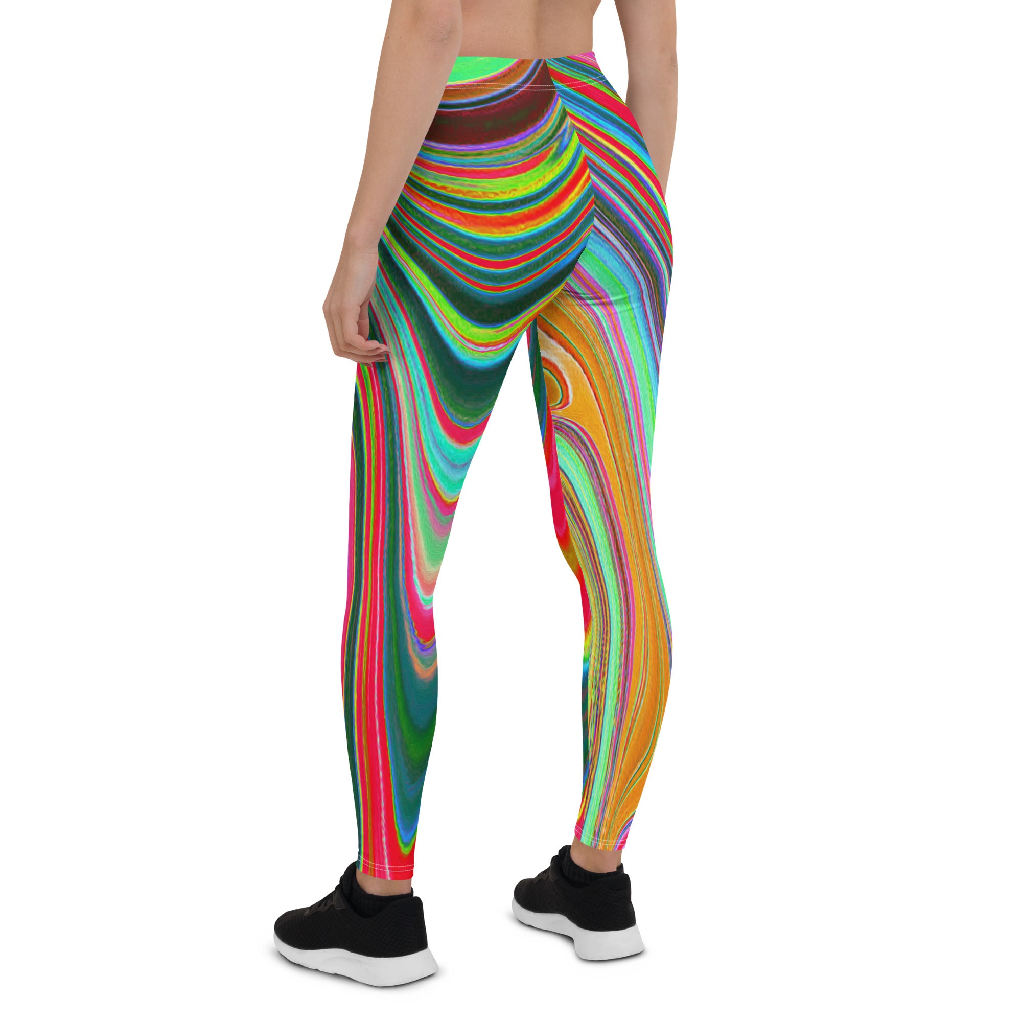 Leggings for Women, Trippy Red, Green and Blue Abstract Groovy Art