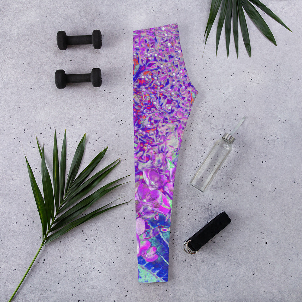 Leggings for Women, Elegant Purple and Blue Limelight Hydrangea