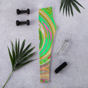 Leggings for Women - Groovy Abstract Retro Green and Hot Pink Swirl