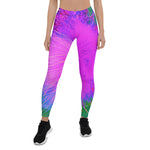 Colorful Leggings for Women, Psychedelic Nature Ultra-Violet Purple Milkweed