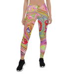 Leggings for Women, Retro Pink, Yellow and Magenta Abstract Groovy Art