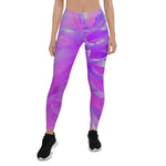 Leggings for Women, Elegant Ultra-Violet Decorative Dahlia Flower