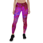 Leggings for Women, Trippy Red and Magenta Impressionistic Landscape