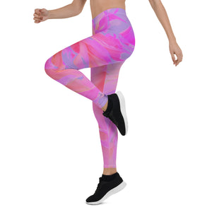 Leggings for Women, Elegant Hot Pink and Magenta Decorative Dahlia