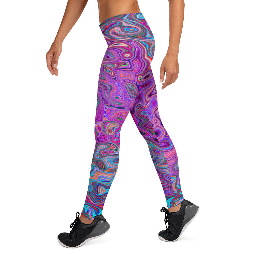 Leggings for Women - Purple, Blue and Red Abstract Retro Swirl