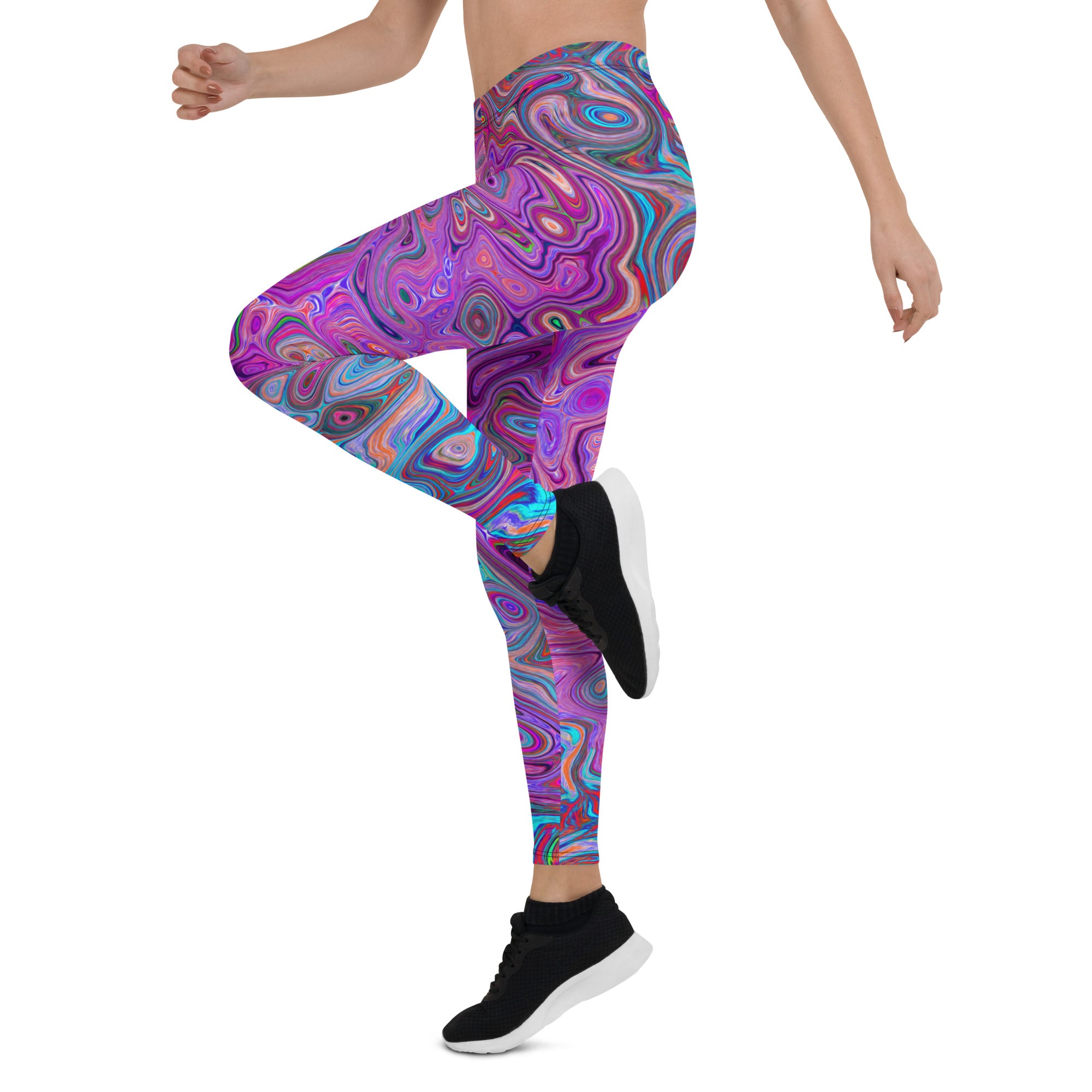 Leggings for Women - Purple, Blue and Red Abstract Retro Swirl