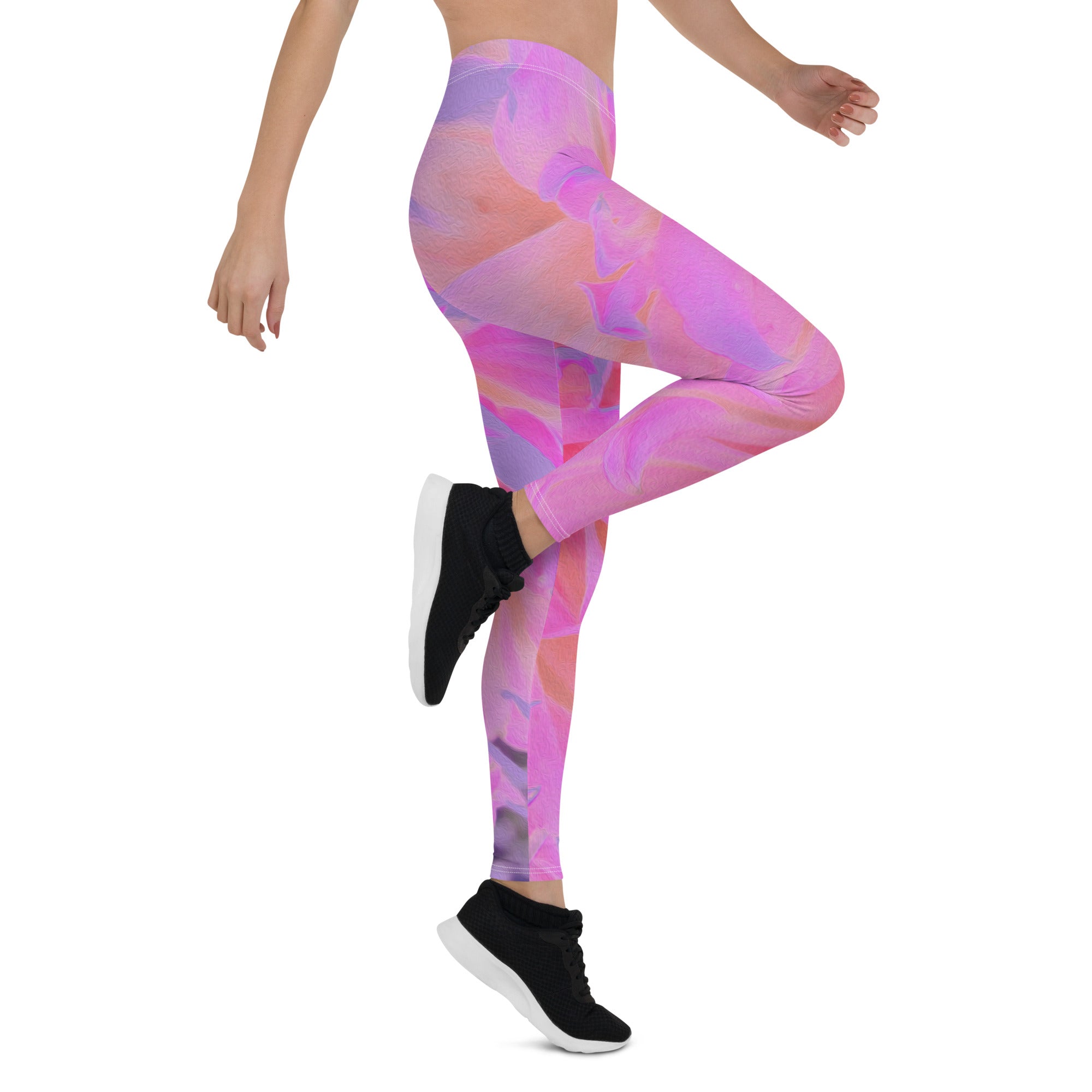 Leggings for Women, Elegant Hot Pink and Magenta Decorative Dahlia