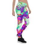 Leggings for Women, Psychedelic Aqua Twist and Shout Hydrangea