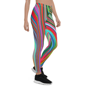 Leggings for Women, Trippy Red, Green and Blue Abstract Groovy Art