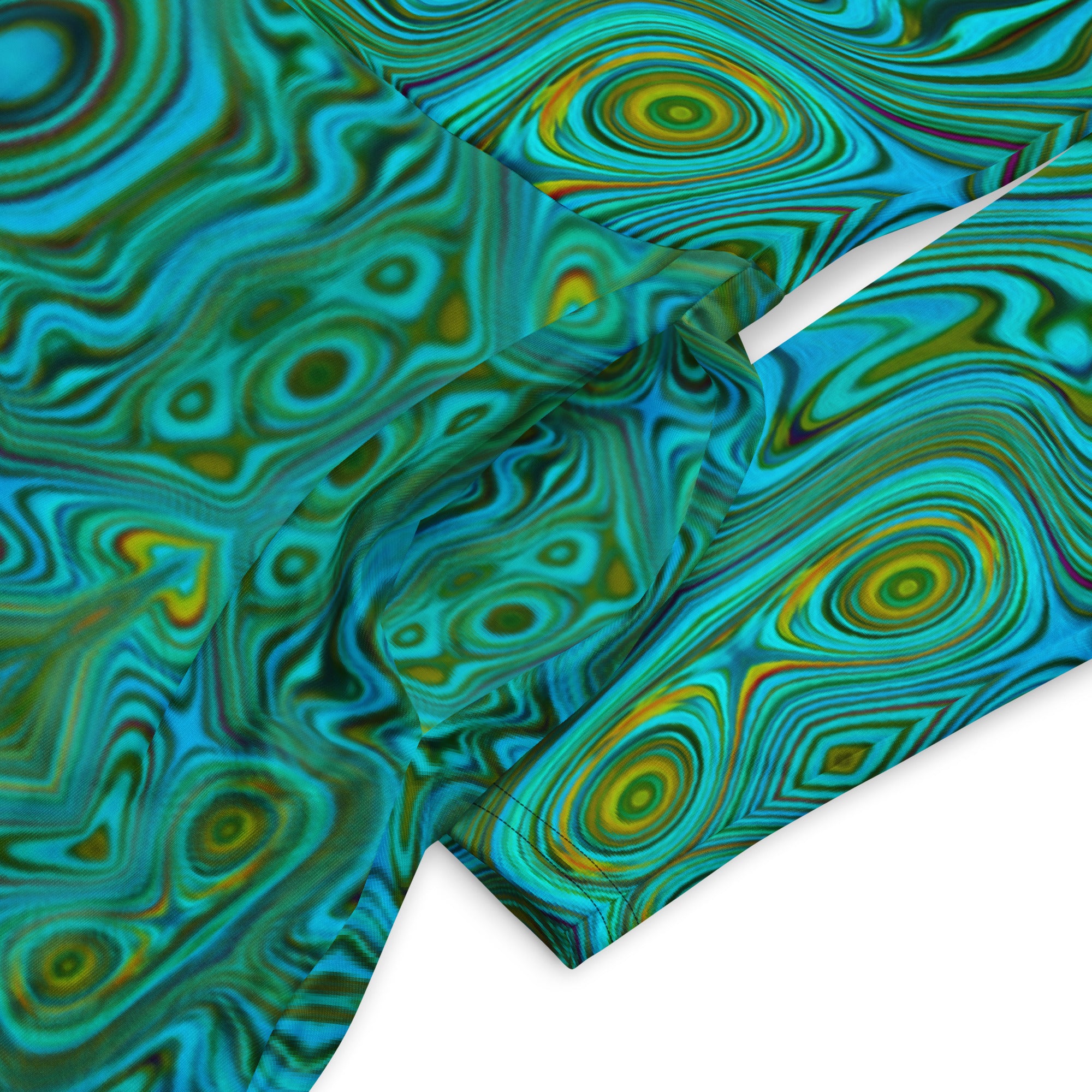 Midi Dress, Trippy Retro Turquoise Chartreuse Abstract Pattern