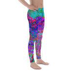 Men's Leggings, Psychedelic Magenta Rainbow Garden Landscape