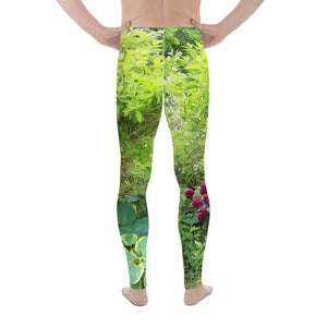 Men's Leggings, Beautiful Green Garden Landscape with Hostas