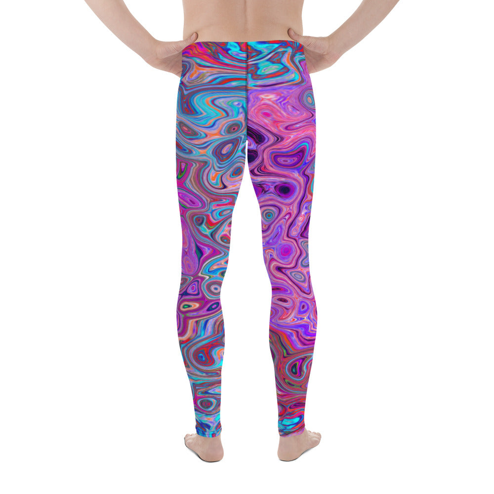 Men's Leggings, Purple, Blue and Red Abstract Retro Swirl