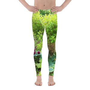 Men's Leggings, Beautiful Green Garden Landscape with Hostas